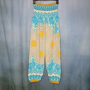 Blue and Yellow Bohemian Pants